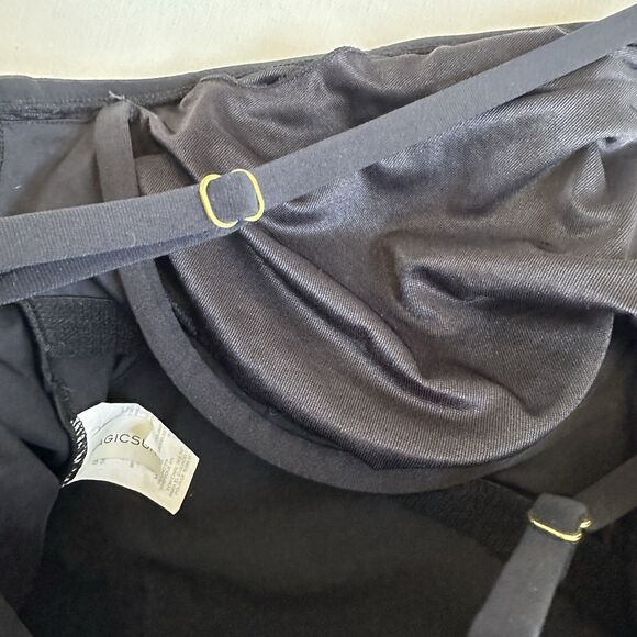 Magicsuit Black One-Piece Swim Suit 14 Gold Bar Adjustable Straps Slimming Dress - Picture 8 of 10